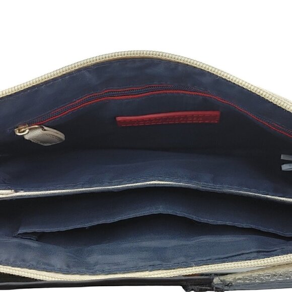 TOMMY HILFIGER Faux Leather Ivory Iridescent Crossbody Good Pre-Owned Condition - Picture 4 of 5